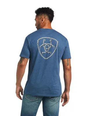 Ariat 10040869 Mens Rope Shield T-Shirt Sailor Blue Heather