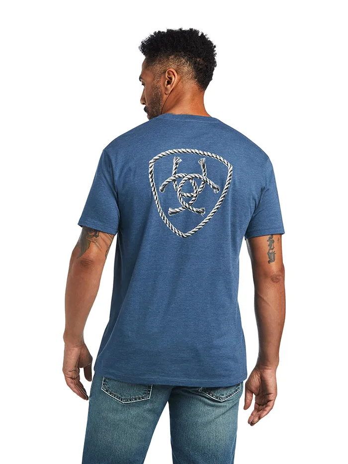 Ariat 10040869 Mens Rope Shield T-Shirt Sailor Blue Heather