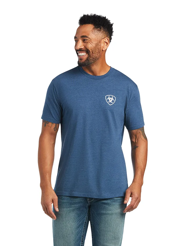 Ariat 10040869 Mens Rope Shield T-Shirt Sailor Blue Heather