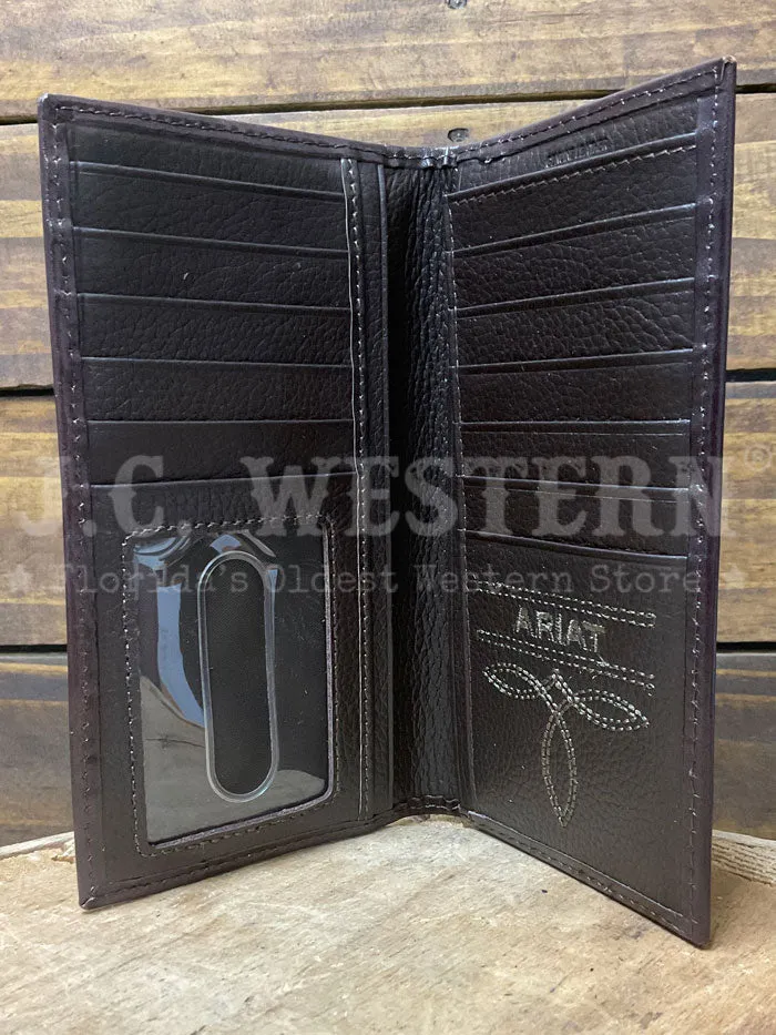 Ariat A3562647 Mens Calf Hair Rodeo Wallet Chocolate Dark Brown