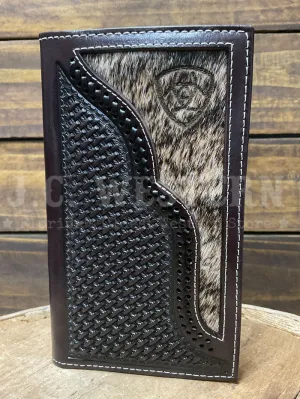 Ariat A3562647 Mens Calf Hair Rodeo Wallet Chocolate Dark Brown