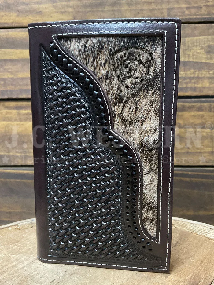 Ariat A3562647 Mens Calf Hair Rodeo Wallet Chocolate Dark Brown