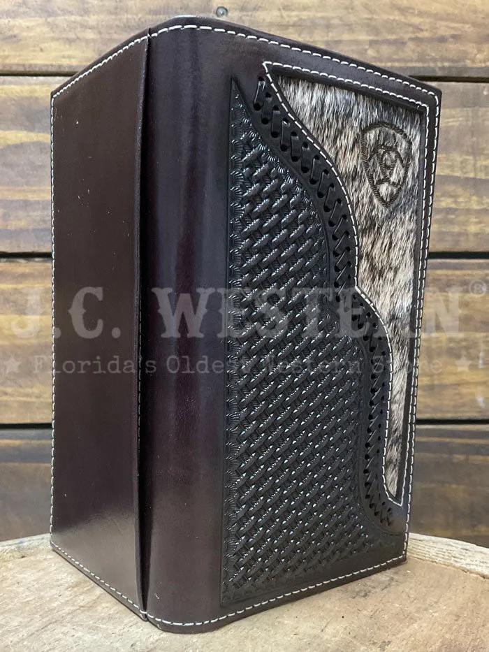 Ariat A3562647 Mens Calf Hair Rodeo Wallet Chocolate Dark Brown