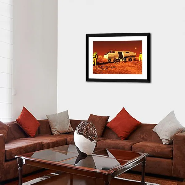 Astronauts & Mars Rover Canvas Wall Art
