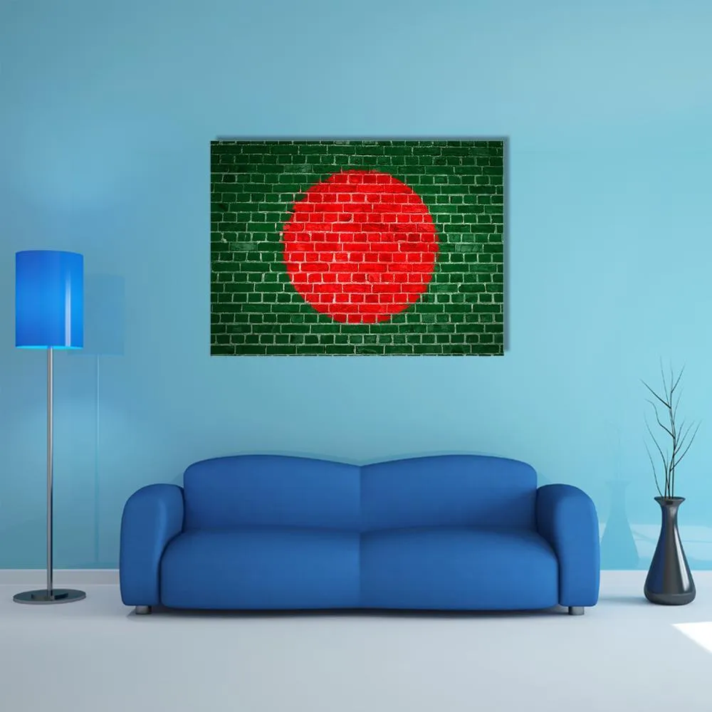 Bangladesh Flag On Brick Wall Canvas Wall Art