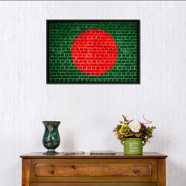 Bangladesh Flag On Brick Wall Canvas Wall Art