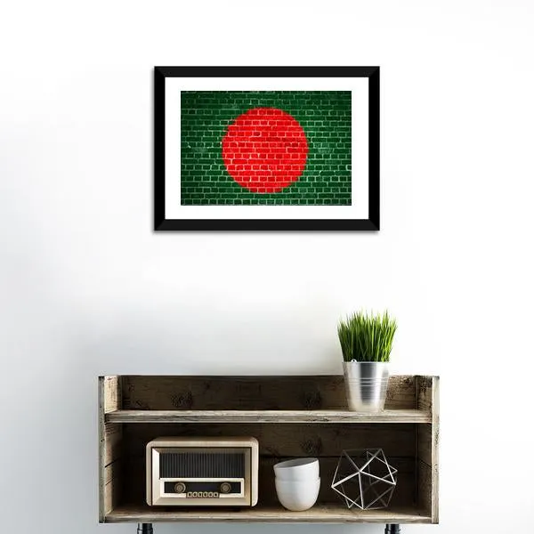 Bangladesh Flag On Brick Wall Canvas Wall Art