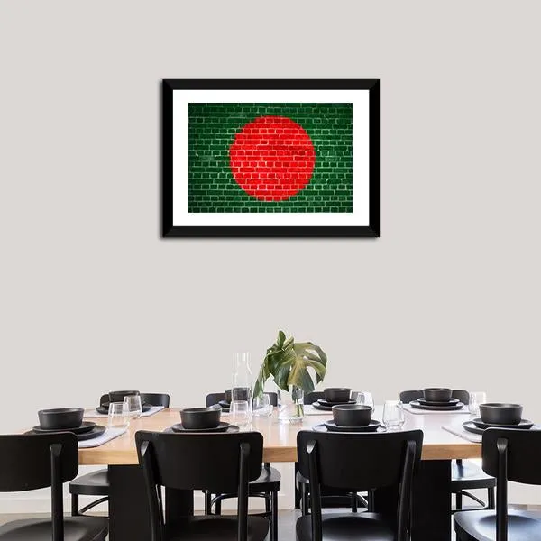 Bangladesh Flag On Brick Wall Canvas Wall Art