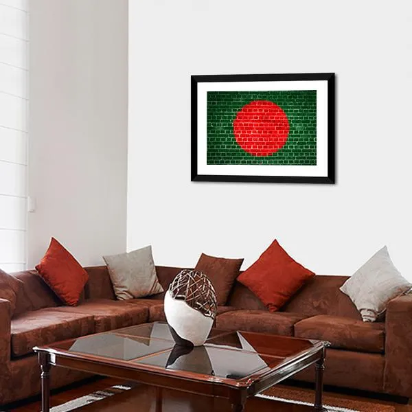 Bangladesh Flag On Brick Wall Canvas Wall Art