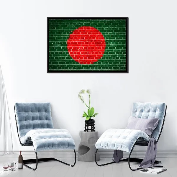 Bangladesh Flag On Brick Wall Canvas Wall Art