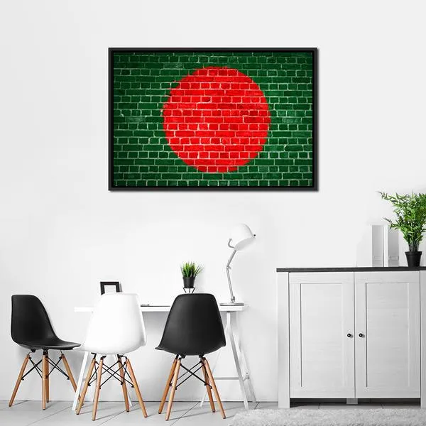 Bangladesh Flag On Brick Wall Canvas Wall Art
