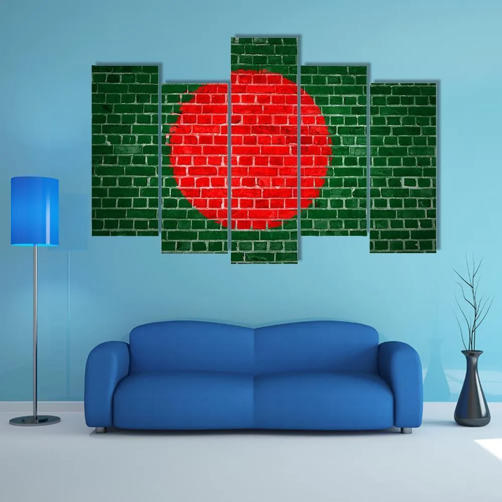 Bangladesh Flag On Brick Wall Canvas Wall Art