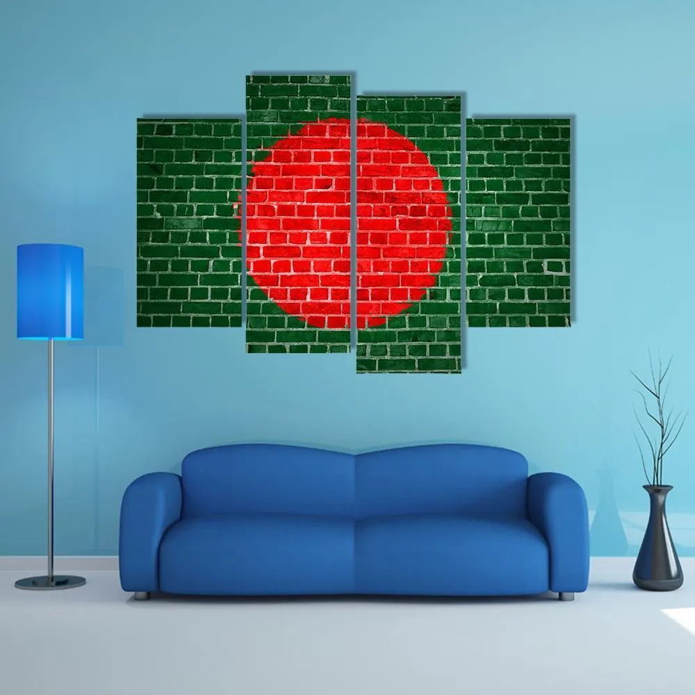 Bangladesh Flag On Brick Wall Canvas Wall Art