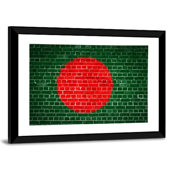 Bangladesh Flag On Brick Wall Canvas Wall Art