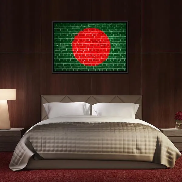 Bangladesh Flag On Brick Wall Canvas Wall Art