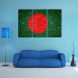 Bangladesh Flag On Brick Wall Canvas Wall Art