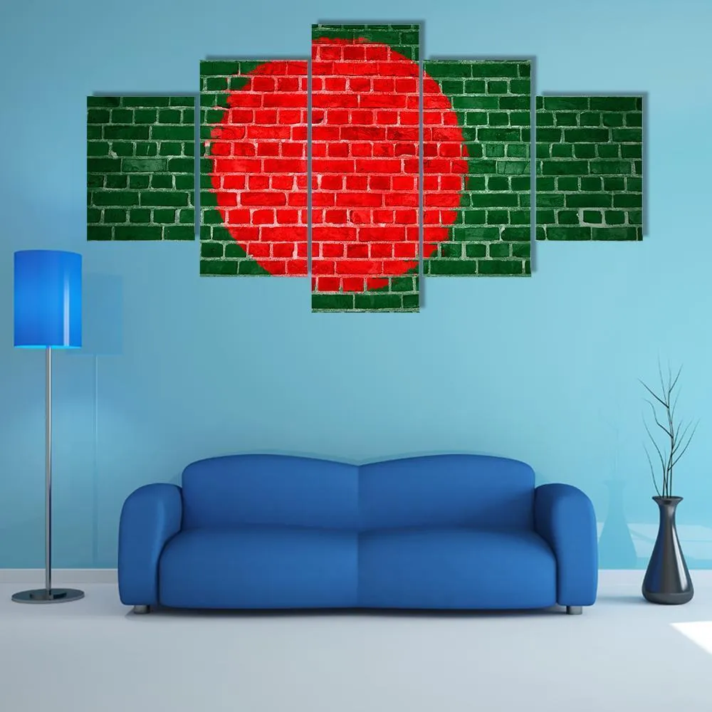 Bangladesh Flag On Brick Wall Canvas Wall Art