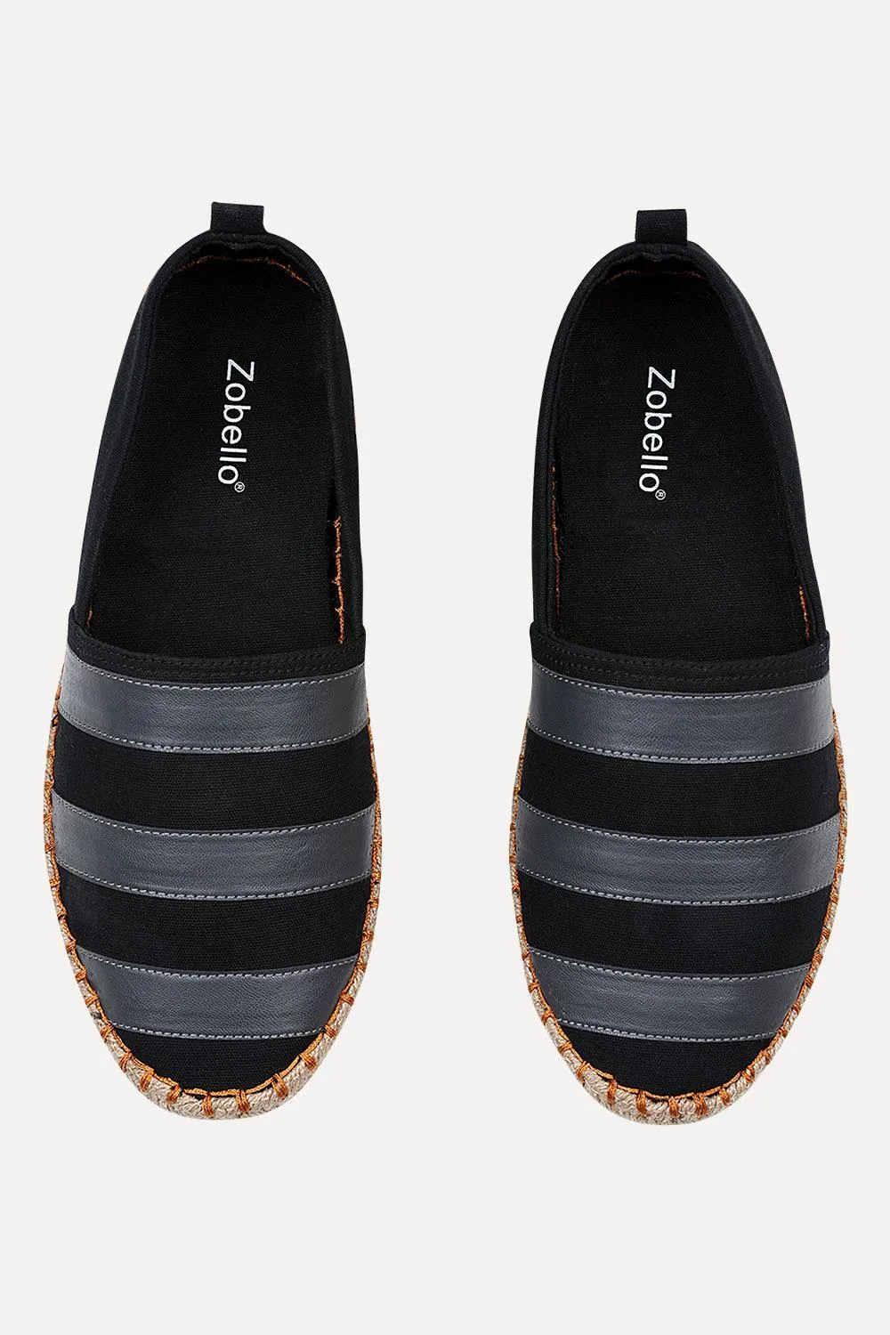 Black And Grey Stripe Espadrilles