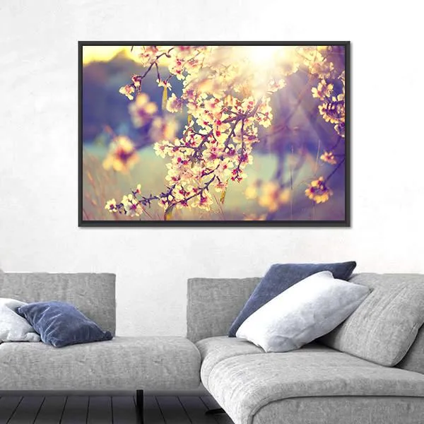 Blooming Tree & Sun Flare Canvas Wall Art