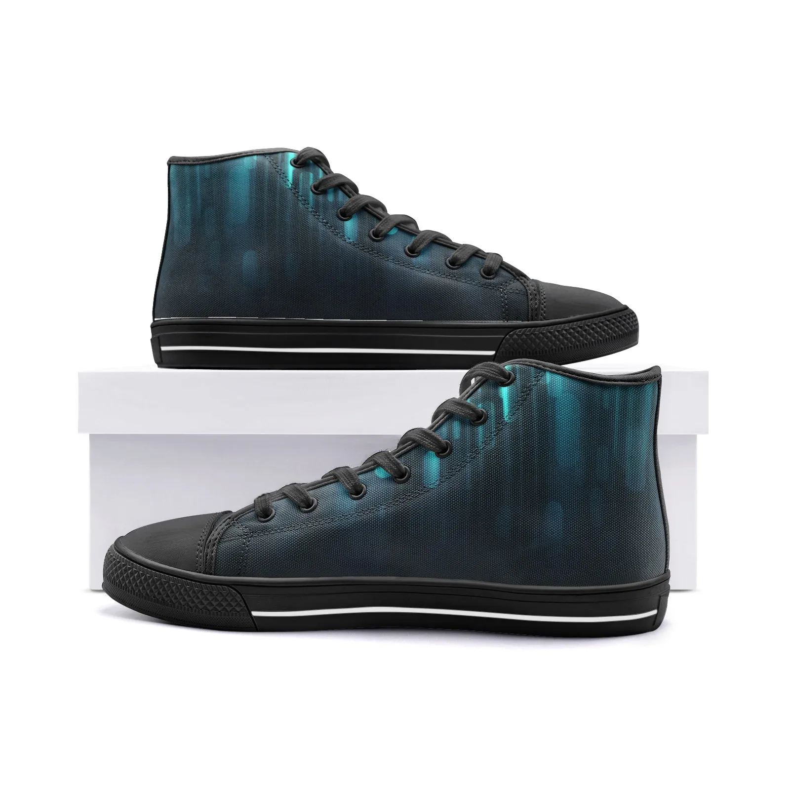 Blue Shapes Unisex High Top Canvas Shoes