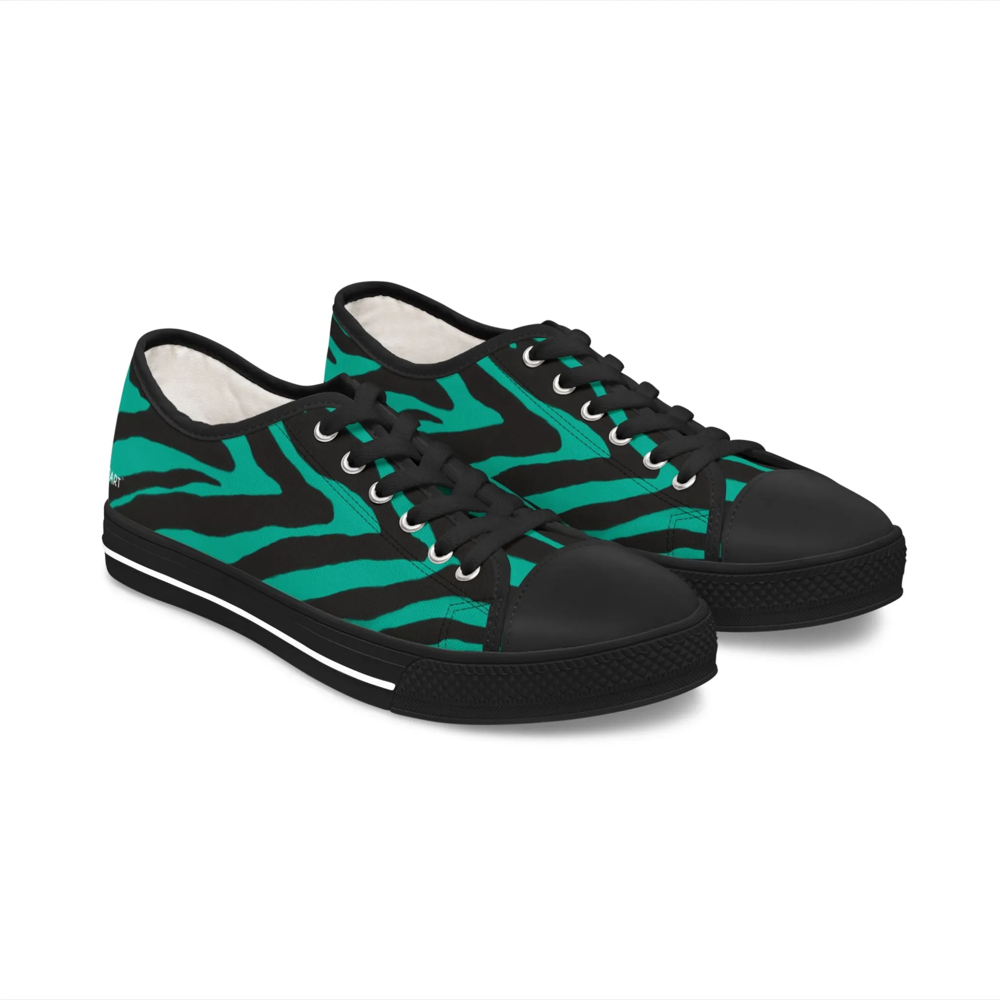 Blue Zebra Print Women's Sneakers, Zebra Striped Animal Print Women's Low Top Sneakers (US Size: 5.5-12)