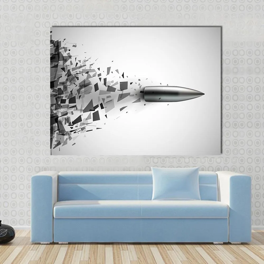 Bullet Shot Smashed The Glass In The Splinters Canvas Wall Art