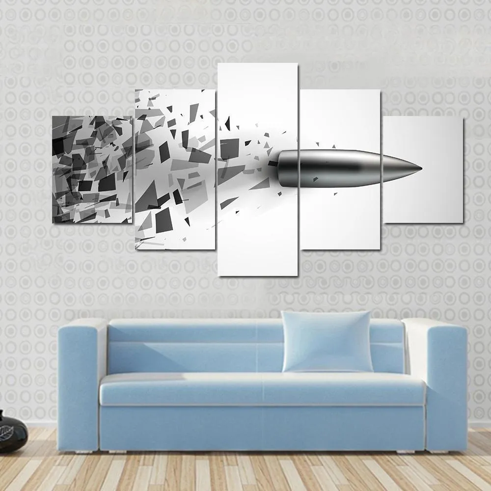 Bullet Shot Smashed The Glass In The Splinters Canvas Wall Art