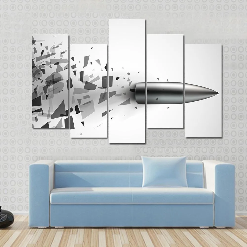 Bullet Shot Smashed The Glass In The Splinters Canvas Wall Art