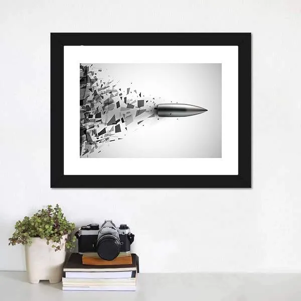 Bullet Shot Smashed The Glass In The Splinters Canvas Wall Art