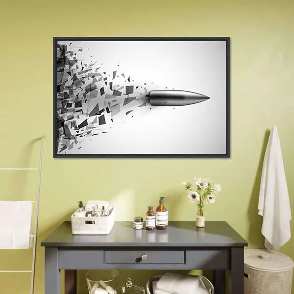 Bullet Shot Smashed The Glass In The Splinters Canvas Wall Art