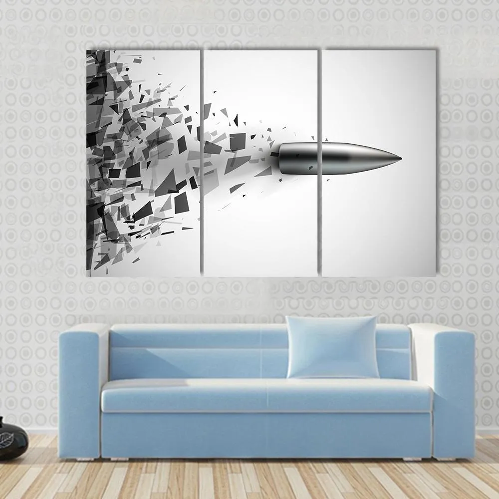 Bullet Shot Smashed The Glass In The Splinters Canvas Wall Art
