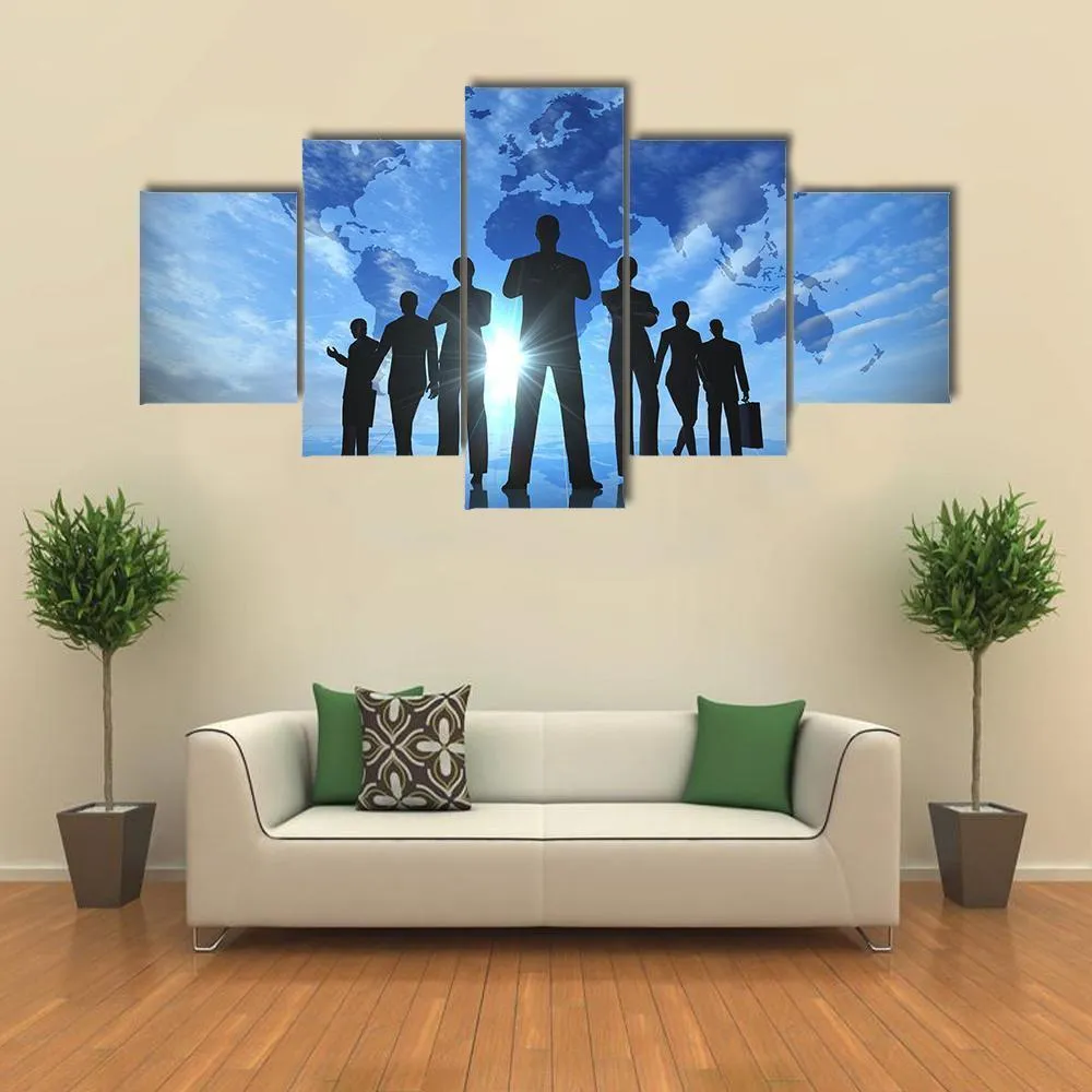 Business People Silhouettes Canvas Wall Art