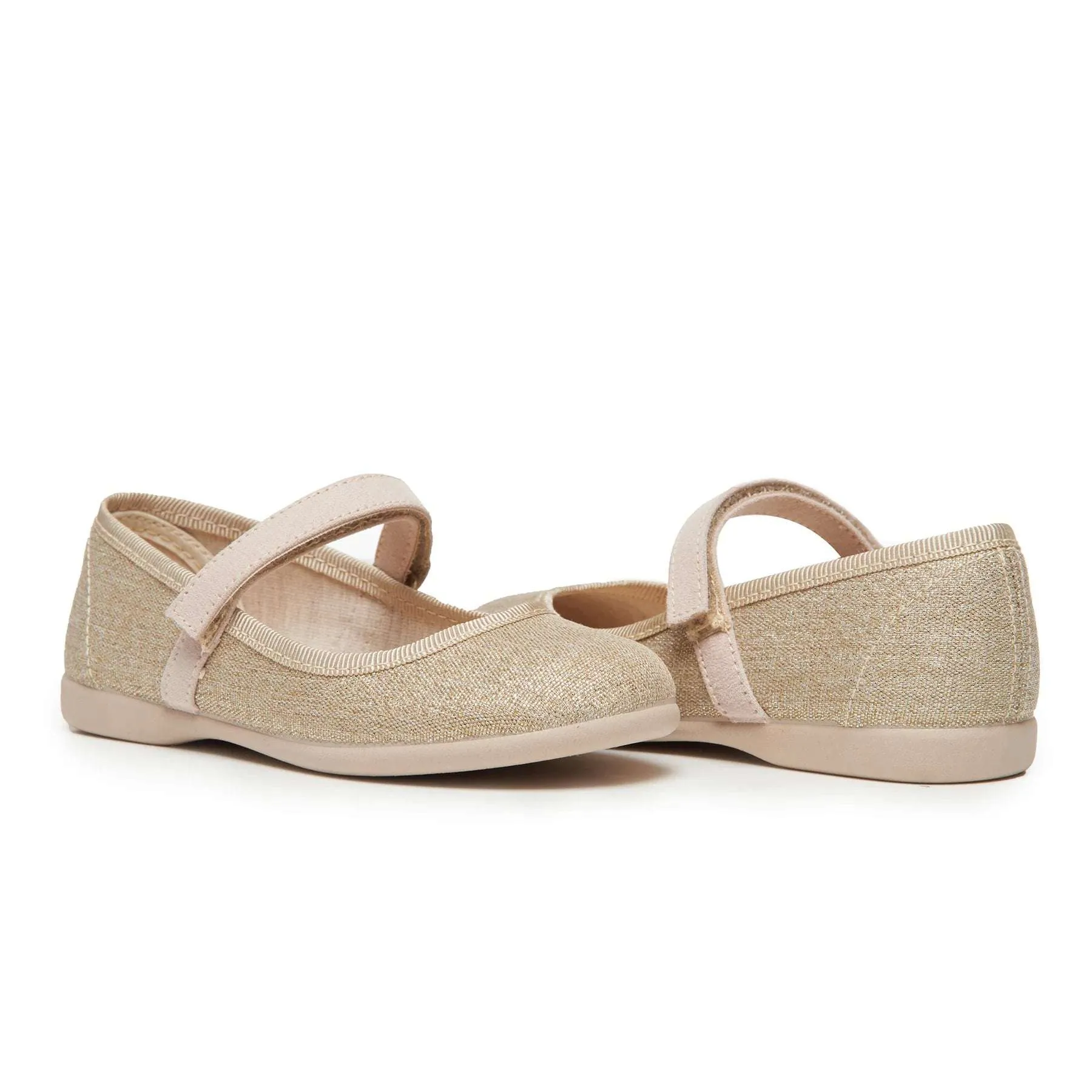 Canvas Mary Jane/Shimmer Gold