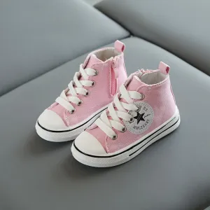 children's loungewear wholesale toddle girl Side zipper High top canvas shoes Wholesale