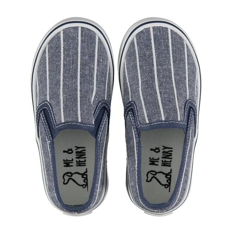 Denim stripe canvas deck shoes