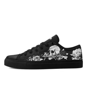 Gift Ideas,Personalized Skull Sneakers, Custom Canvas Pumpkin, Rose Shoes, Unique Halloween Gift