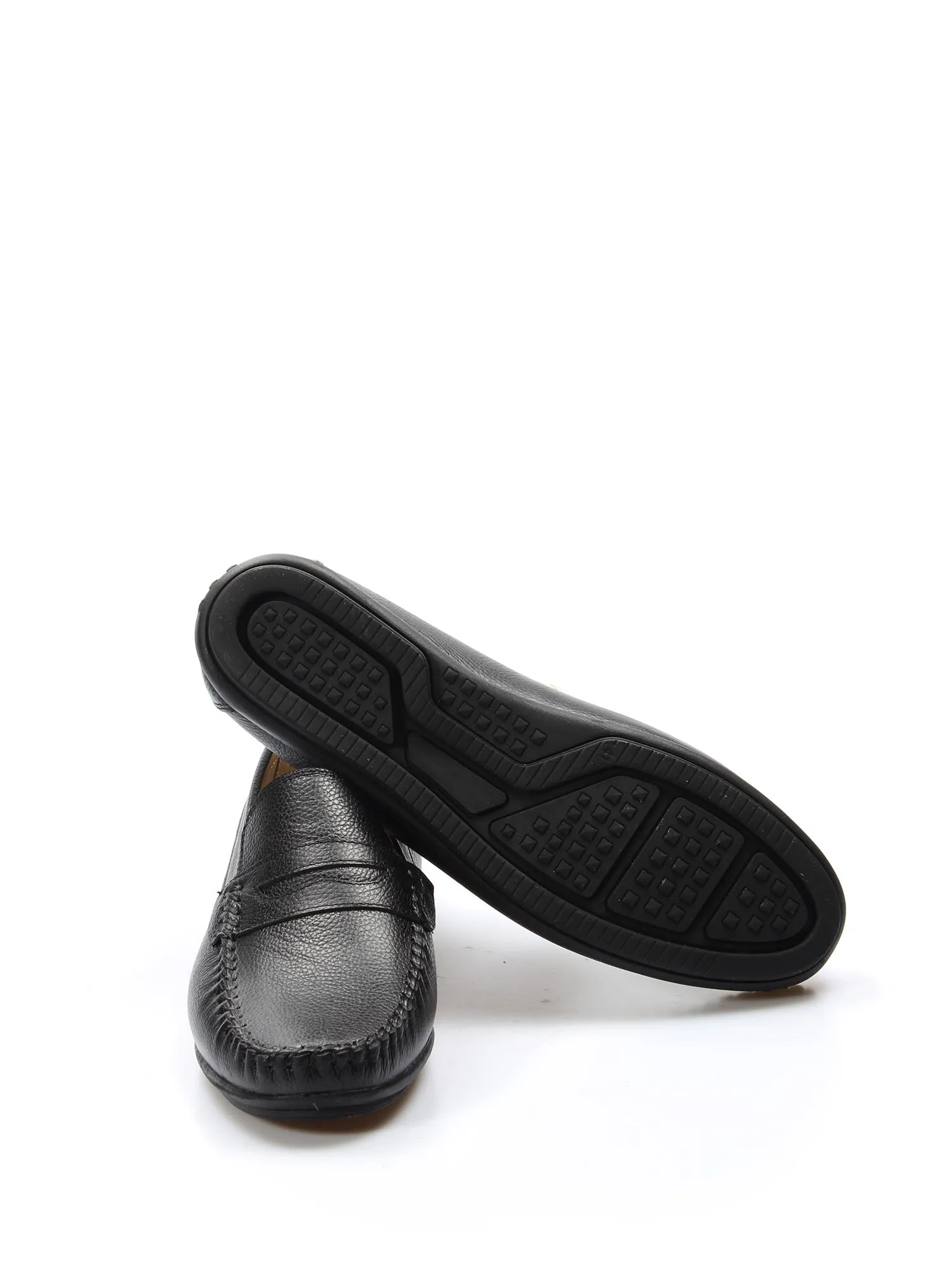 Men's Black Leather Penny Loafers with Hand-Stitched Detailing - Wessi