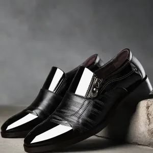 Men's Low Top Dress Shoes With Side Zipper | Black Or Light Brown