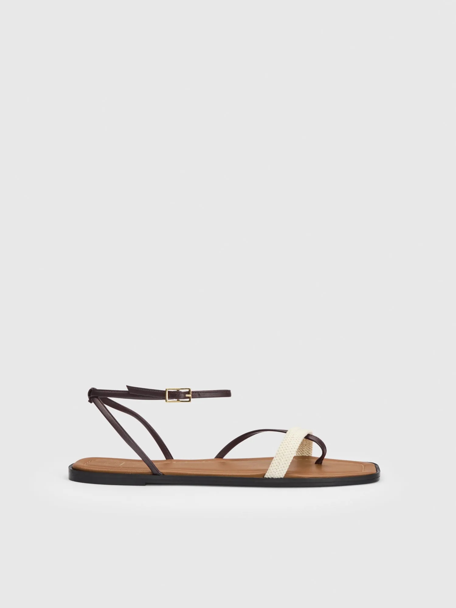 Miane Walnut/Ecru Nappa/Canvas Strappy sandals