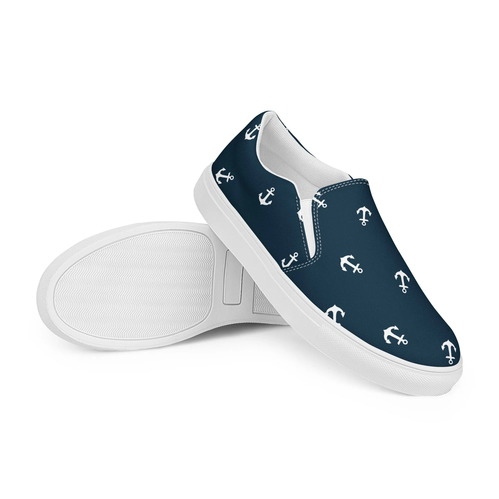 Nautical Anchors Women’s blue slip-on canvas shoes