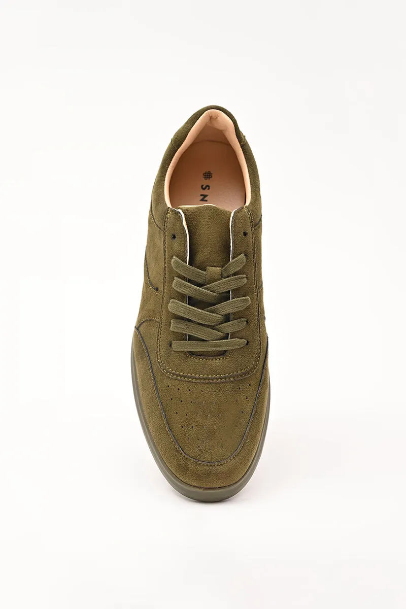 Olive Textured Canvas Shoes