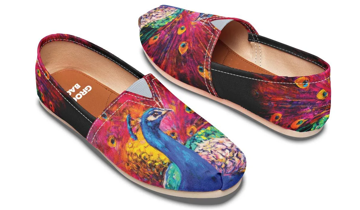 Peacock Painting Casual Shoes