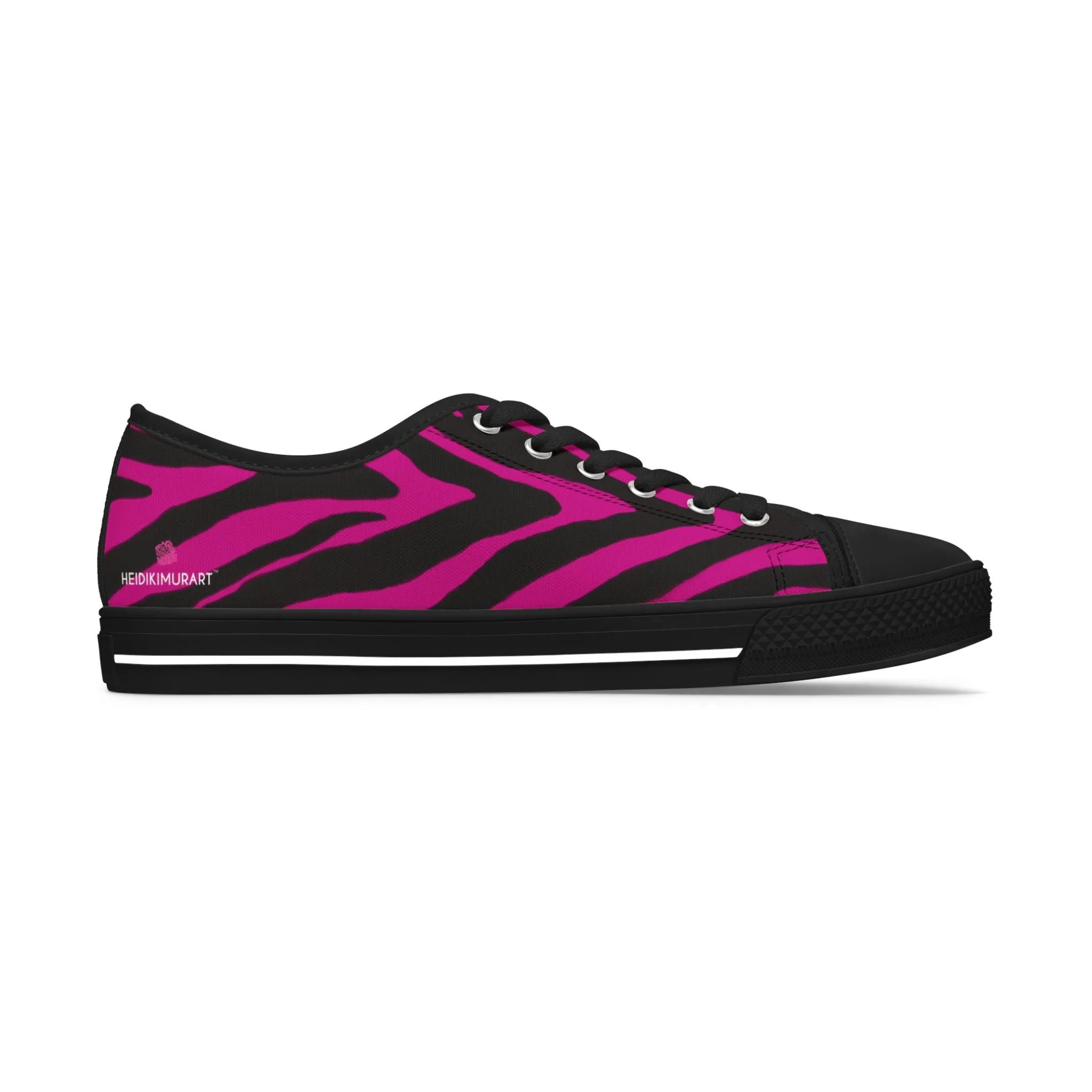 Pink Zebra Striped Women's Sneakers, Zebra Striped Animal Print Women's Low Top Sneakers (US Size: 5.5-12)