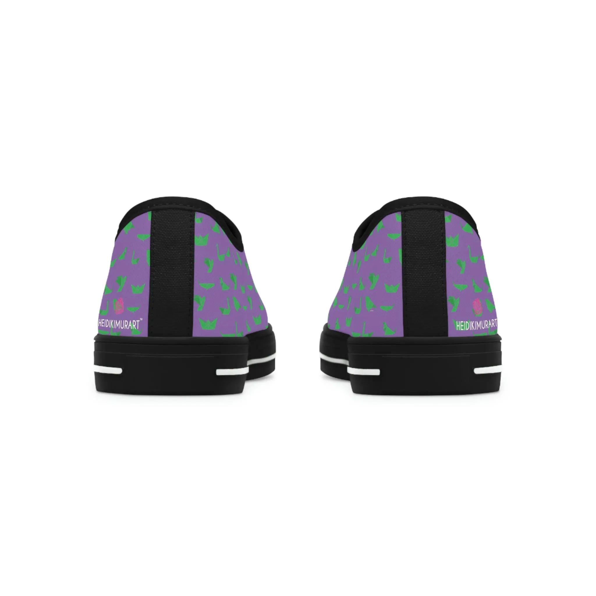 Purple Green Cranes Ladies' Sneakers, Women's Low Top Sneakers Best Quality Canvas Sneakers (US Size: 5.5-12)