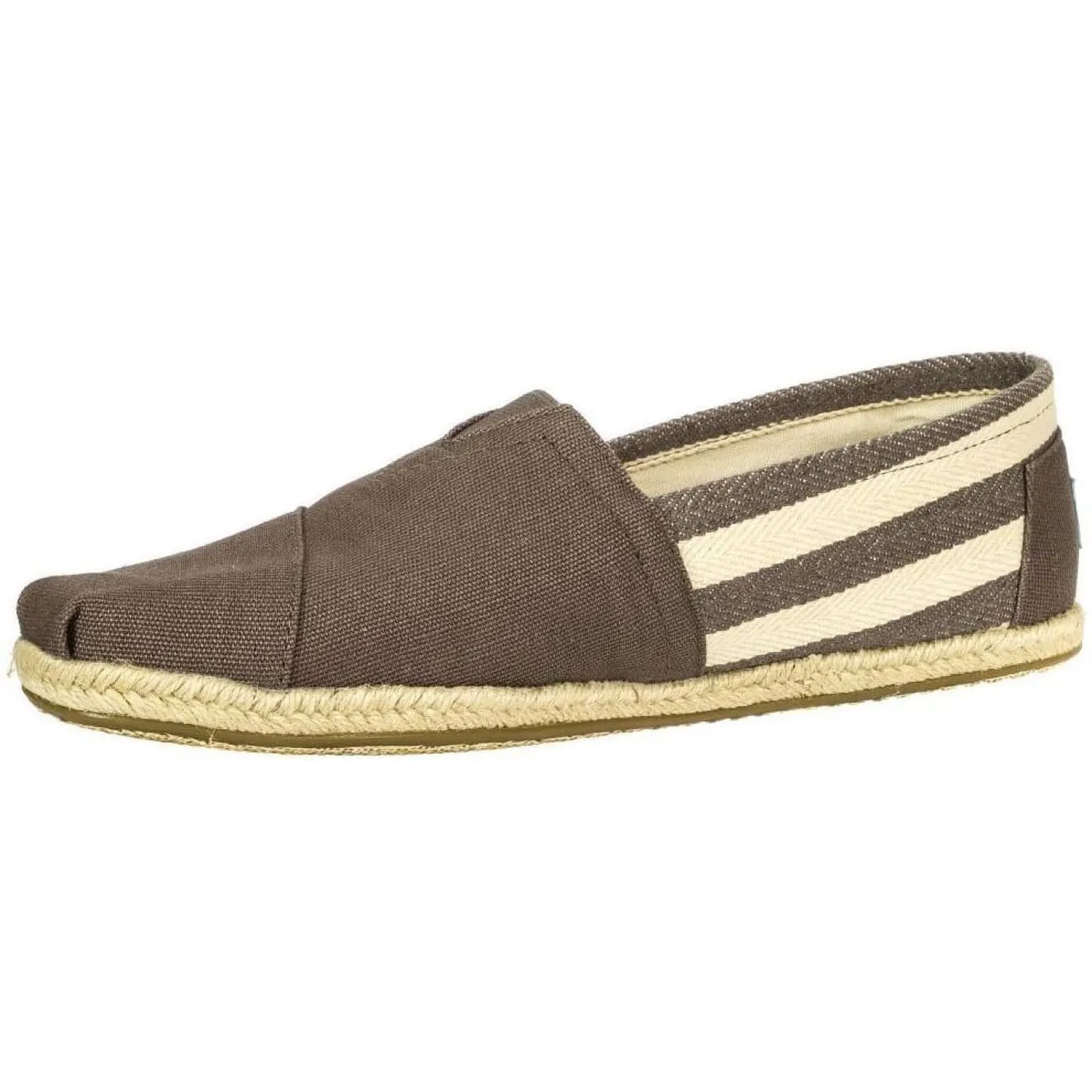 Toms Classic University Grey White Stripes Womens Canvas Espadrille Shoes Slipons