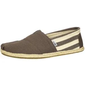 Toms Classic University Grey White Stripes Womens Canvas Espadrille Shoes Slipons