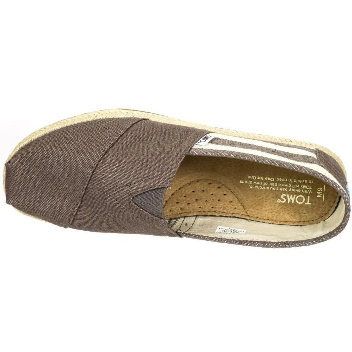 Toms Classic University Grey White Stripes Womens Canvas Espadrille Shoes Slipons