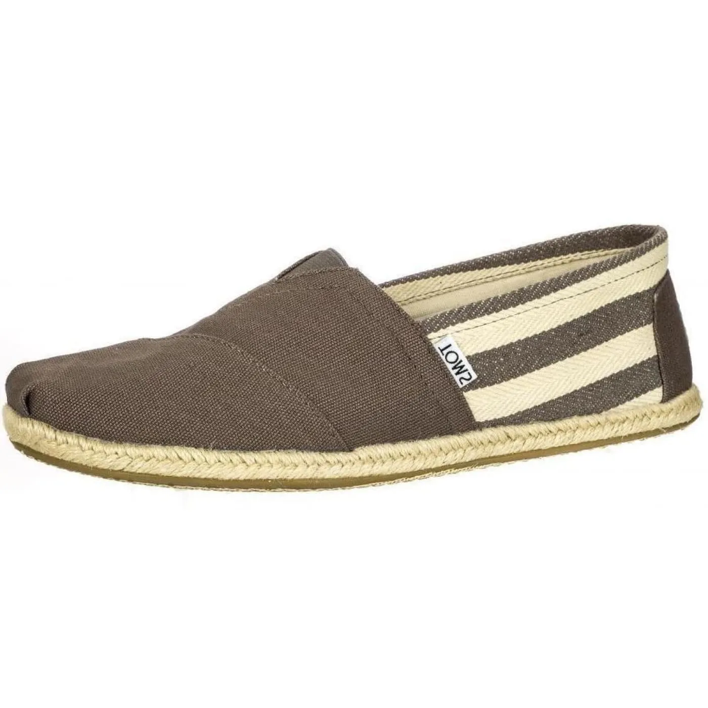 Toms Classic University Grey White Stripes Womens Canvas Espadrille Shoes Slipons