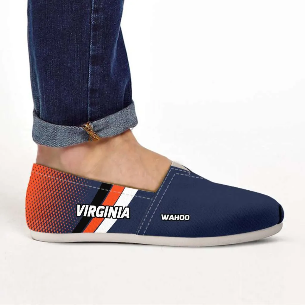 Wahoo Virginia Cavaliers Basketball Fans Casual Canvas Slip on Shoes Women's Flats