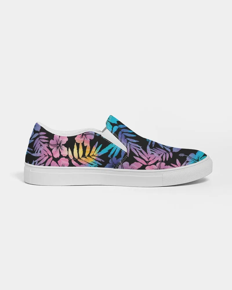 Women's Slip-On Canvas Shoes - Ombre Hawaiian Hibiscus Floral